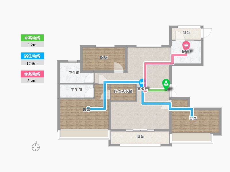 内蒙古自治区-呼和浩特市-万锦·南堤香墅-118.29-户型库-动静线