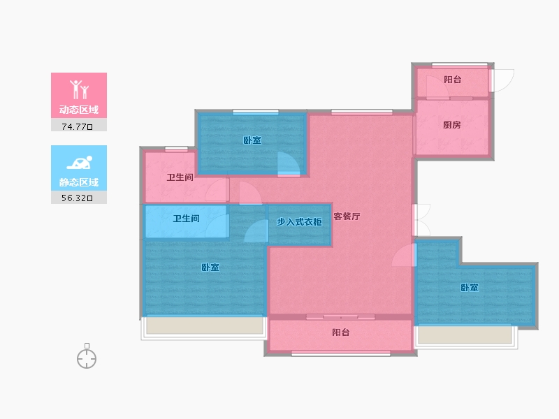 内蒙古自治区-呼和浩特市-万锦·南堤香墅-118.29-户型库-动静分区