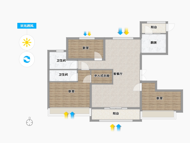 内蒙古自治区-呼和浩特市-万锦·南堤香墅-118.29-户型库-采光通风