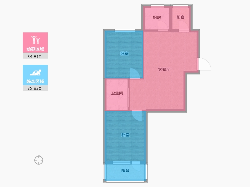 辽宁省-大连市-科达海景-54.00-户型库-动静分区