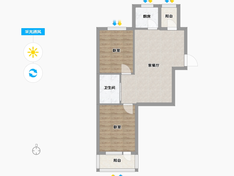 辽宁省-大连市-科达海景-54.00-户型库-采光通风