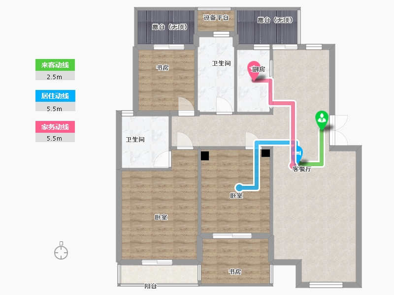 浙江省-嘉兴市-龙盛蓝郡-104.00-户型库-动静线