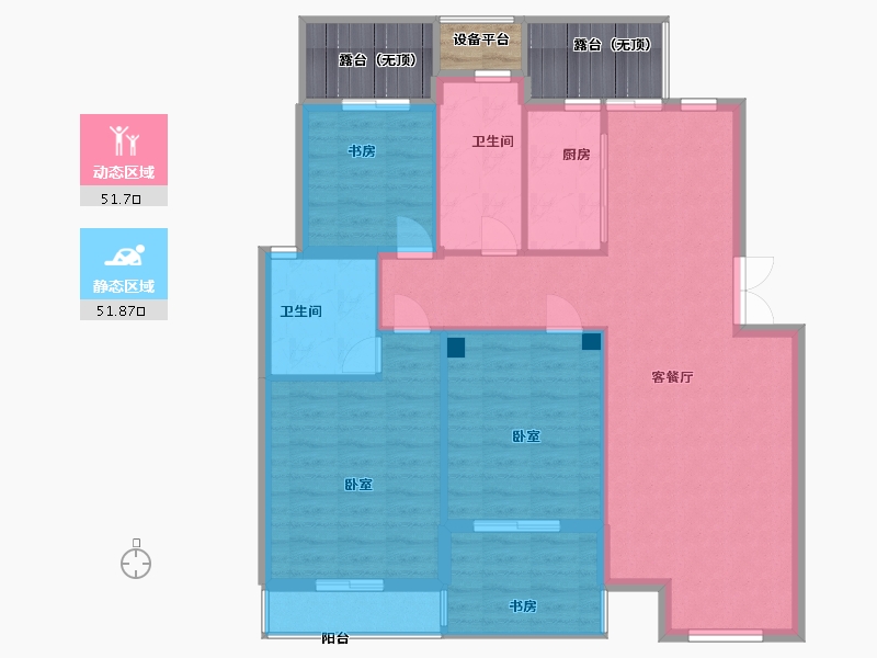 浙江省-嘉兴市-龙盛蓝郡-104.00-户型库-动静分区