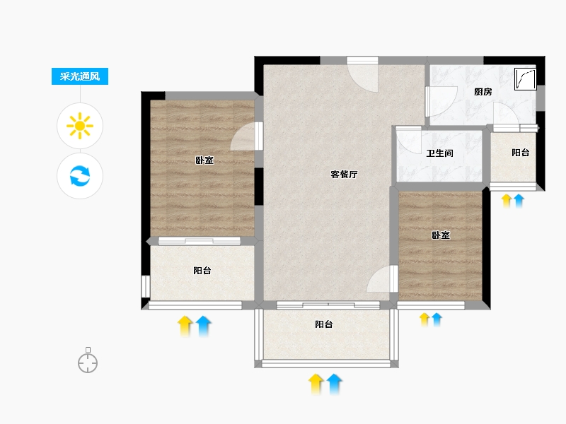 浙江省-嘉兴市-海盐碧桂园润园-71.57-户型库-采光通风