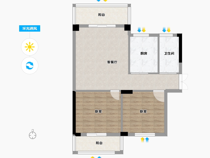 浙江省-杭州市-恒厚阳光城-74.00-户型库-采光通风