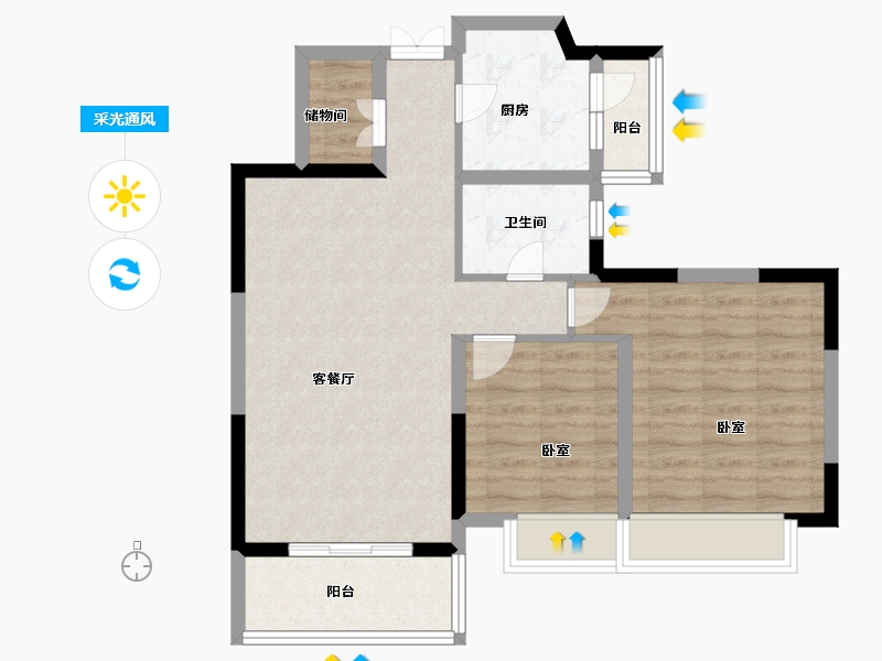 江苏省-南京市-星雨华府-73.20-户型库-采光通风