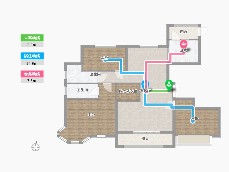 内蒙古自治区-呼和浩特市-万锦·南堤香墅-111.33-户型库-动静线