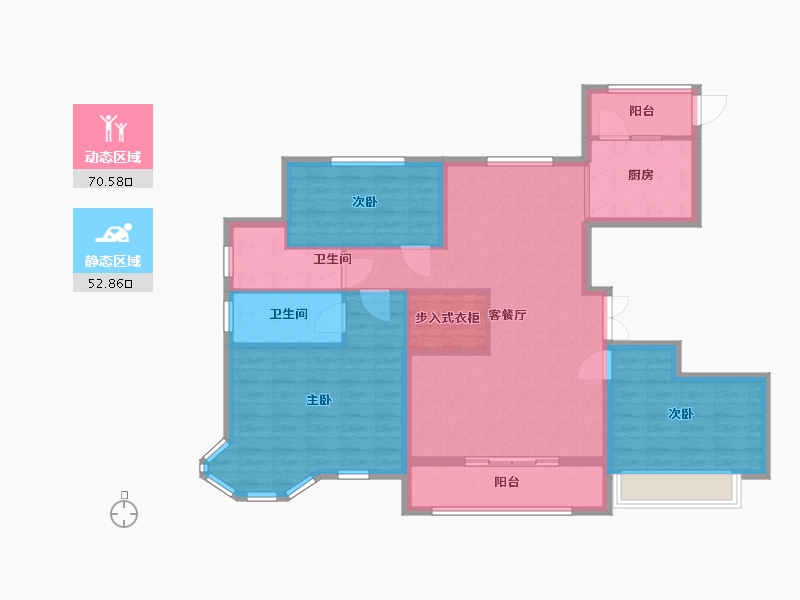 内蒙古自治区-呼和浩特市-万锦·南堤香墅-111.33-户型库-动静分区