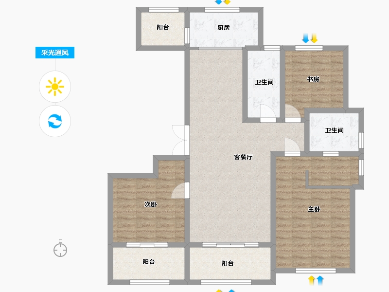 山东省-青岛市-保利漫月山-112.00-户型库-采光通风