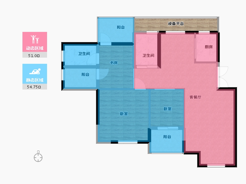 浙江省-嘉兴市-龙盛蓝郡-102.00-户型库-动静分区