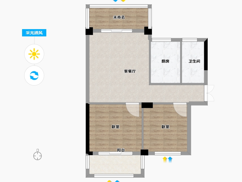 浙江省-杭州市-恒厚阳光城-72.00-户型库-采光通风