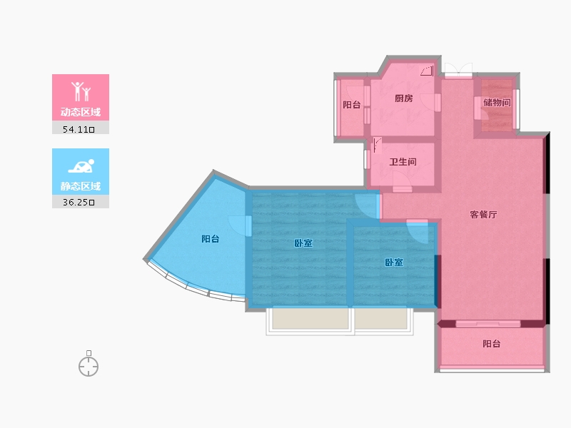 江苏省-南京市-星雨华府-78.93-户型库-动静分区