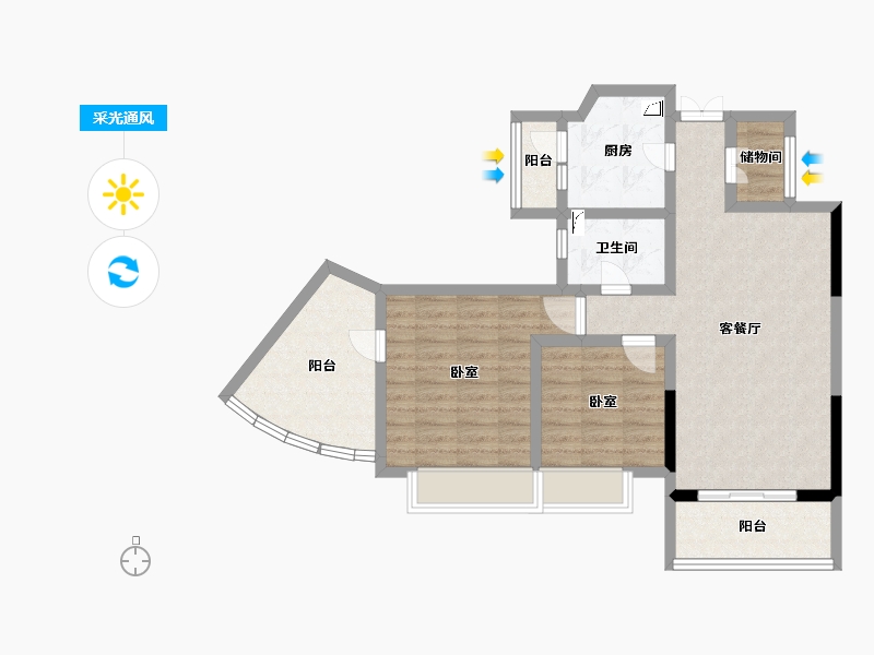 江苏省-南京市-星雨华府-78.93-户型库-采光通风