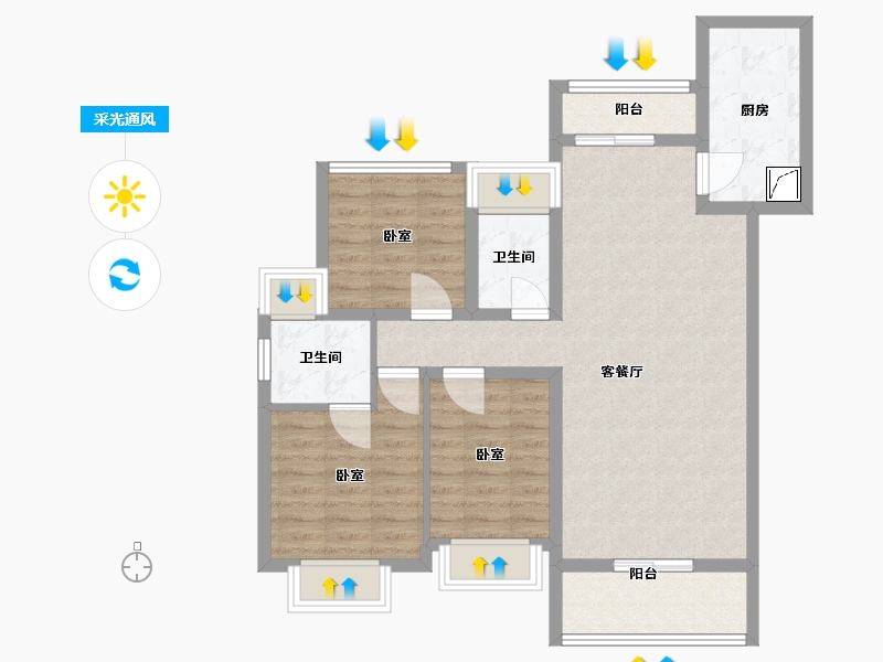 广东省-珠海市-忠信桃源居东区-84.70-户型库-采光通风