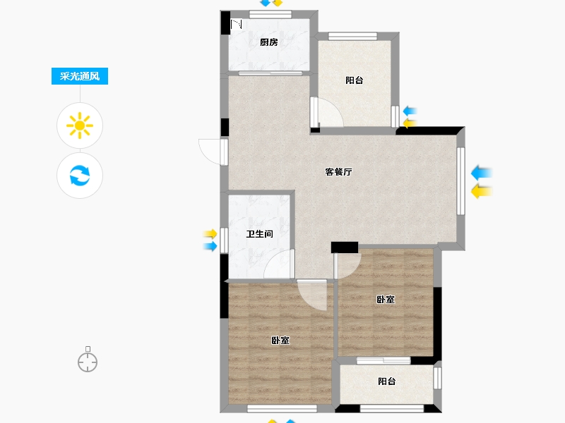 江苏省-苏州市-伟业迎春世家-69.93-户型库-采光通风