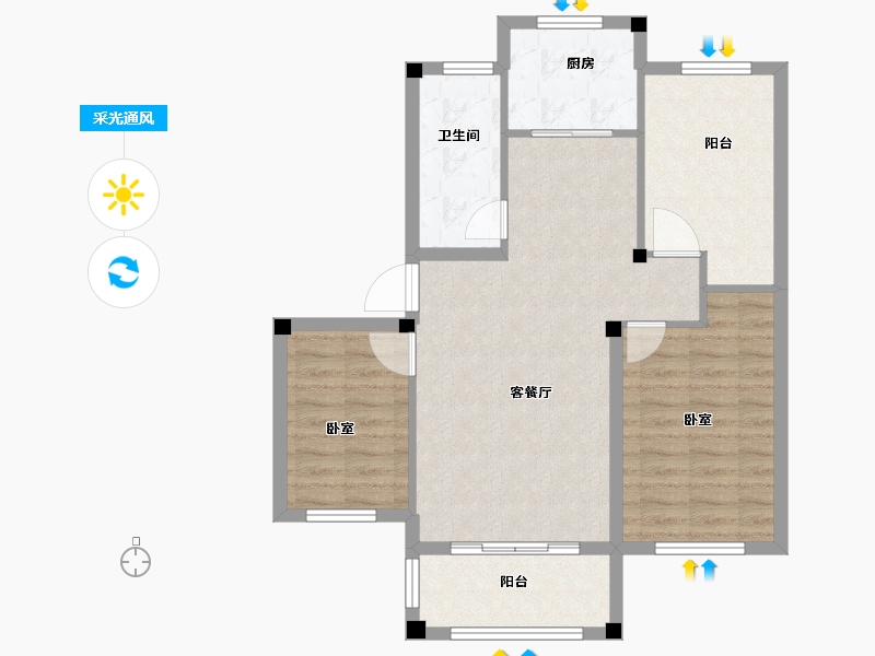 江苏省-苏州市-伟业迎春世家-78.99-户型库-采光通风