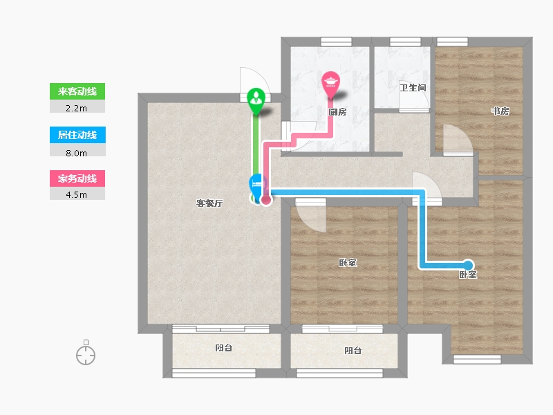 江苏省-扬州市-边城香榭里8号-77.00-户型库-动静线