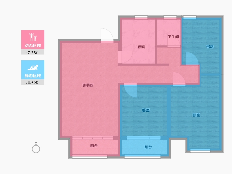 江苏省-扬州市-边城香榭里8号-77.00-户型库-动静分区