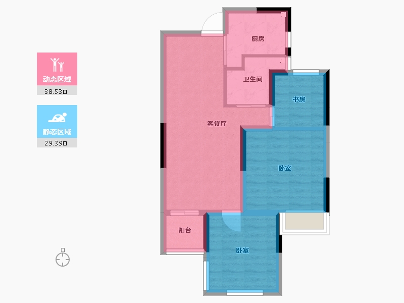 浙江省-宁波市-雅戈尔新东城-59.99-户型库-动静分区