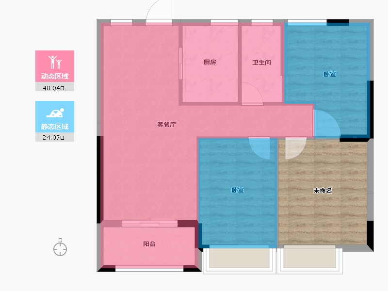 浙江省-宁波市-锦海名园-78.00-户型库-动静分区