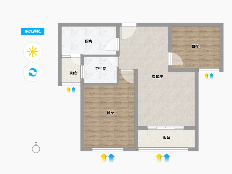 江苏省-徐州市-城投·御园-70.00-户型库-采光通风