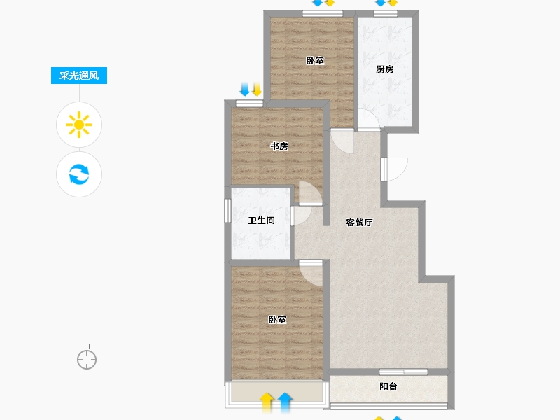 河北省-唐山市-铂悦派-88.00-户型库-采光通风