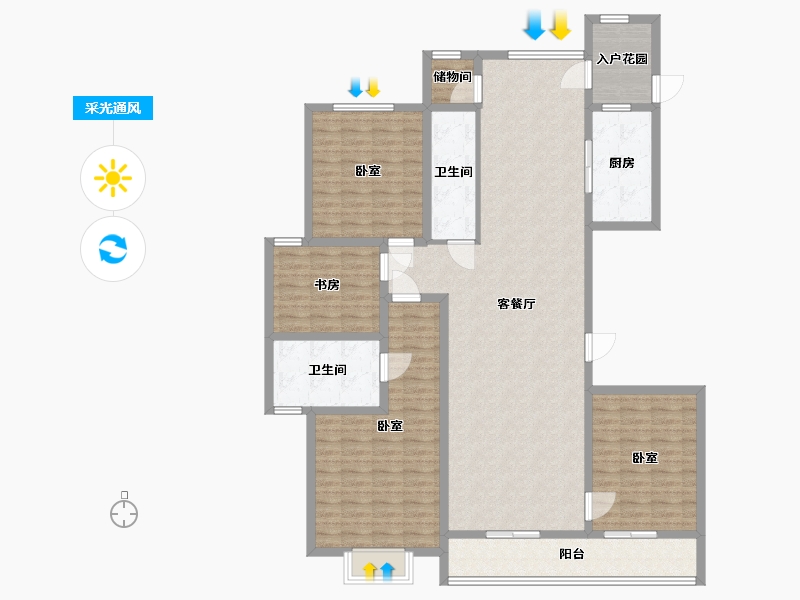 河北省-邯郸市-现代·颐和苑-152.00-户型库-采光通风