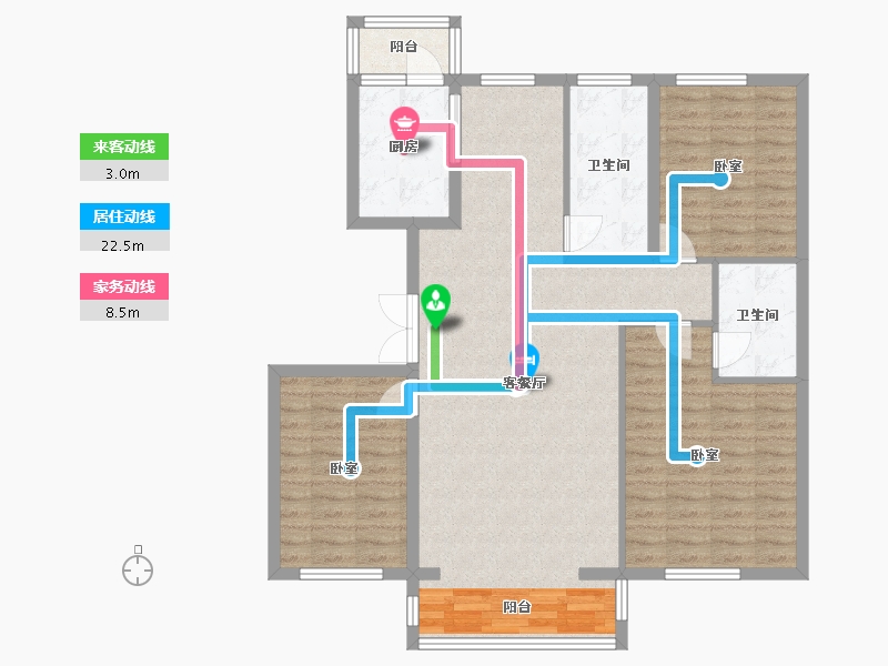 黑龙江省-哈尔滨市-巴黎第五区-105.63-户型库-动静线