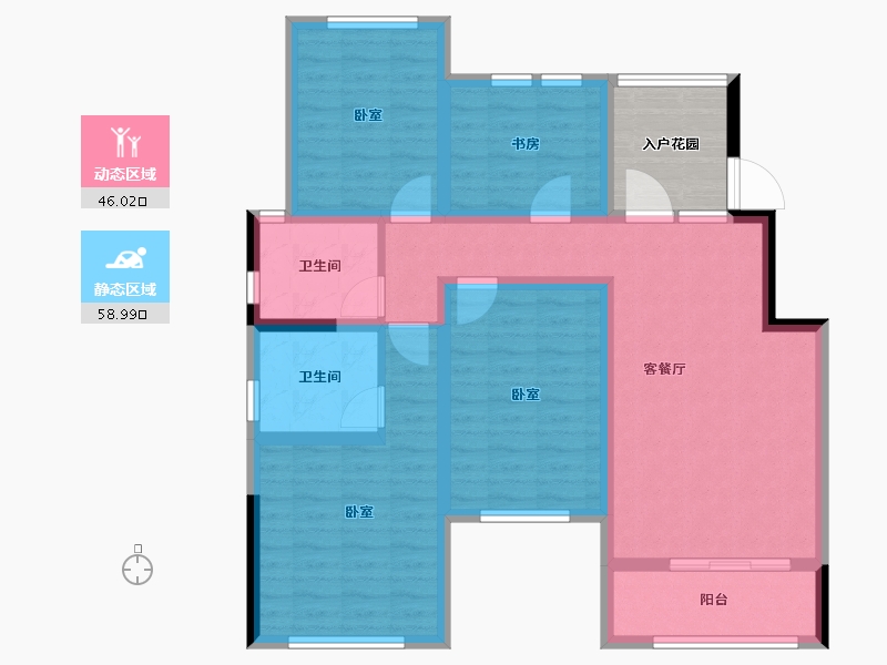 江苏省-南京市-大地伊丽雅特湾-98.61-户型库-动静分区