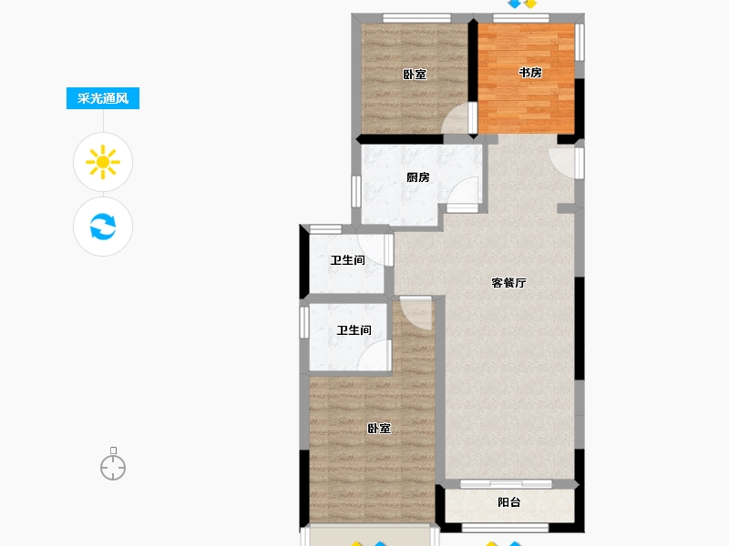 浙江省-宁波市-雅戈尔新东城-80.00-户型库-采光通风