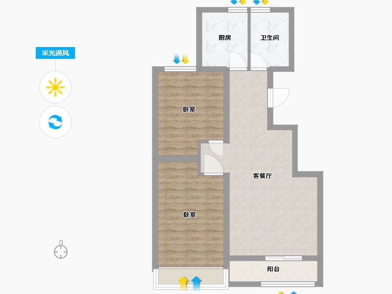 河北省-唐山市-铂悦派-71.00-户型库-采光通风