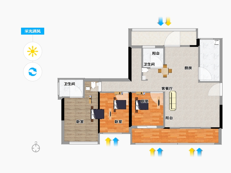 贵州省-贵阳市-建发央著-106.12-户型库-采光通风