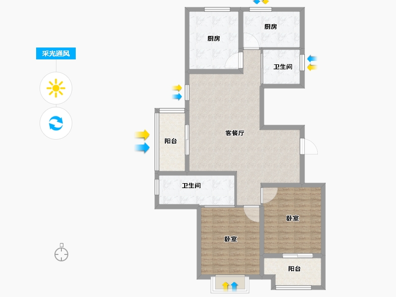 江苏省-南通市-浅水湾·名门世家-104.00-户型库-采光通风