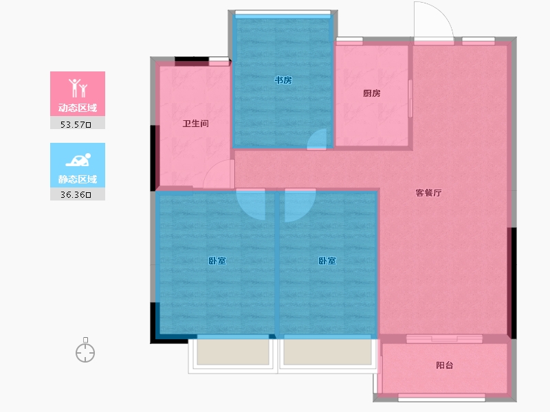 浙江省-宁波市-锦海名园-82.00-户型库-动静分区