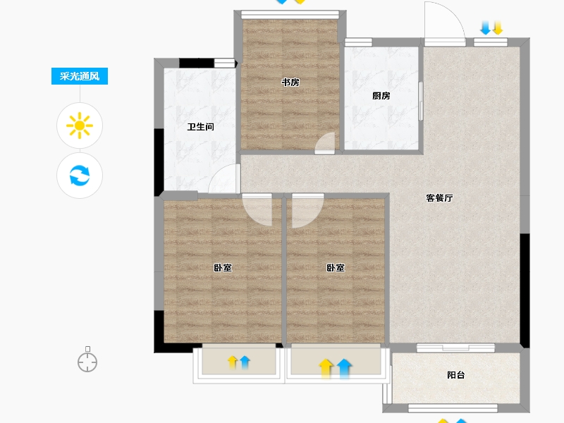 浙江省-宁波市-锦海名园-82.00-户型库-采光通风