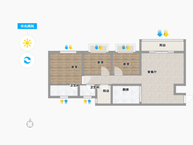 四川省-绵阳市-凤凰金城-89.51-户型库-采光通风