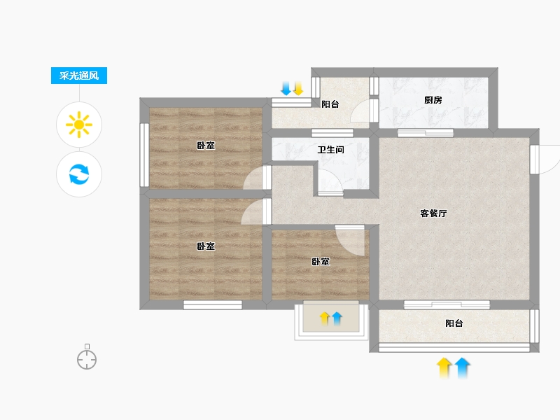 四川省-绵阳市-凤凰金城-56.00-户型库-采光通风