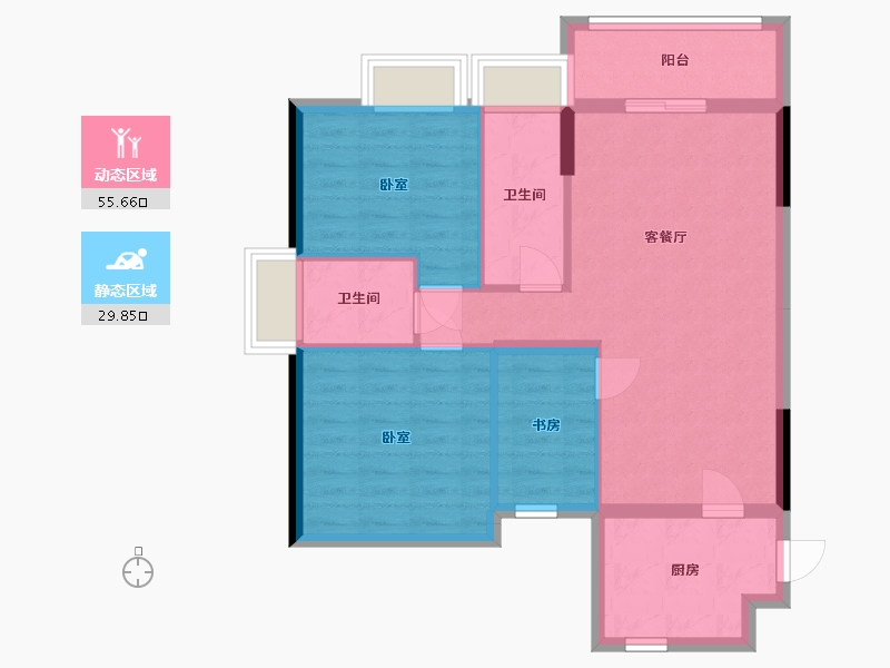 广东省-珠海市-忠信桃源居东区-76.71-户型库-动静分区