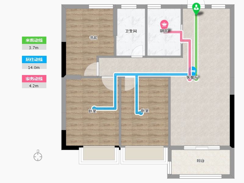 浙江省-宁波市-锦海名园-80.00-户型库-动静线