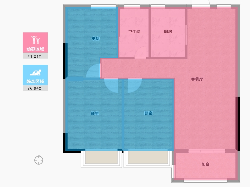 浙江省-宁波市-锦海名园-80.00-户型库-动静分区