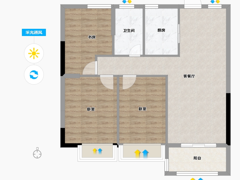 浙江省-宁波市-锦海名园-80.00-户型库-采光通风