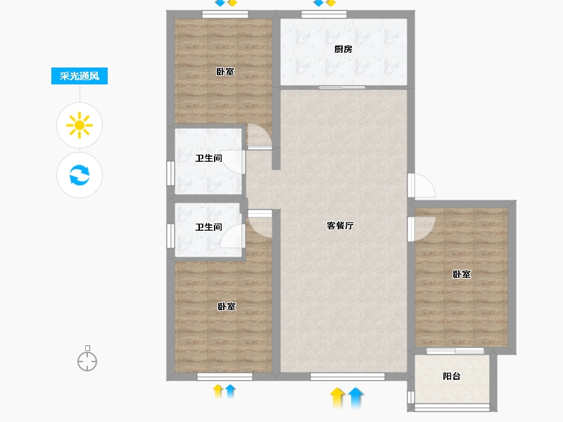 河北省-唐山市-柒麟湾-100.10-户型库-采光通风