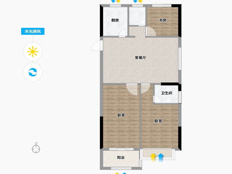 浙江省-宁波市-锦海名园-87.00-户型库-采光通风