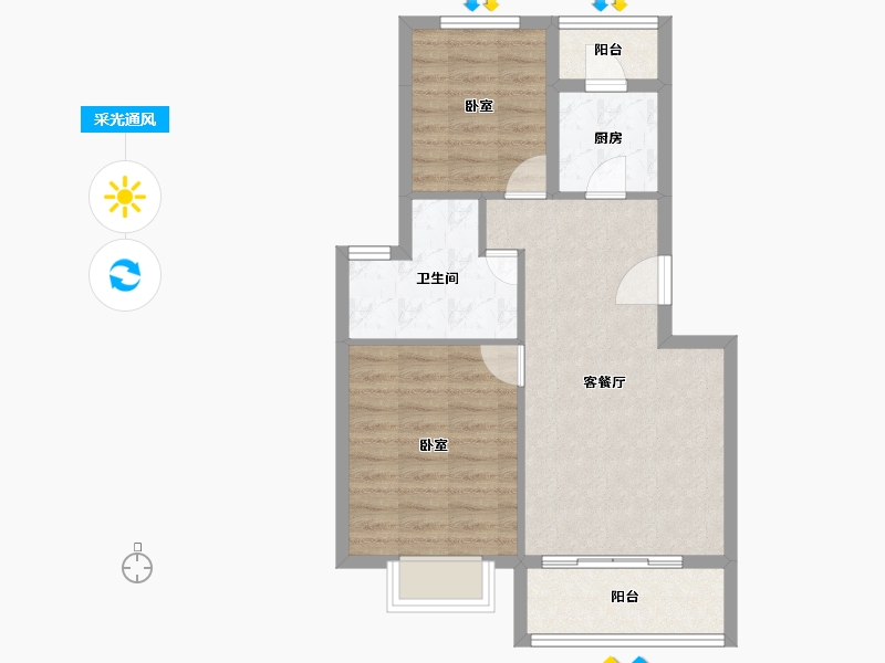 河北省-唐山市-滦州君悦湾-63.00-户型库-采光通风