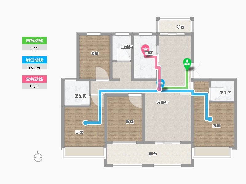 江苏省-盐城市-朗达壹号院-135.56-户型库-动静线