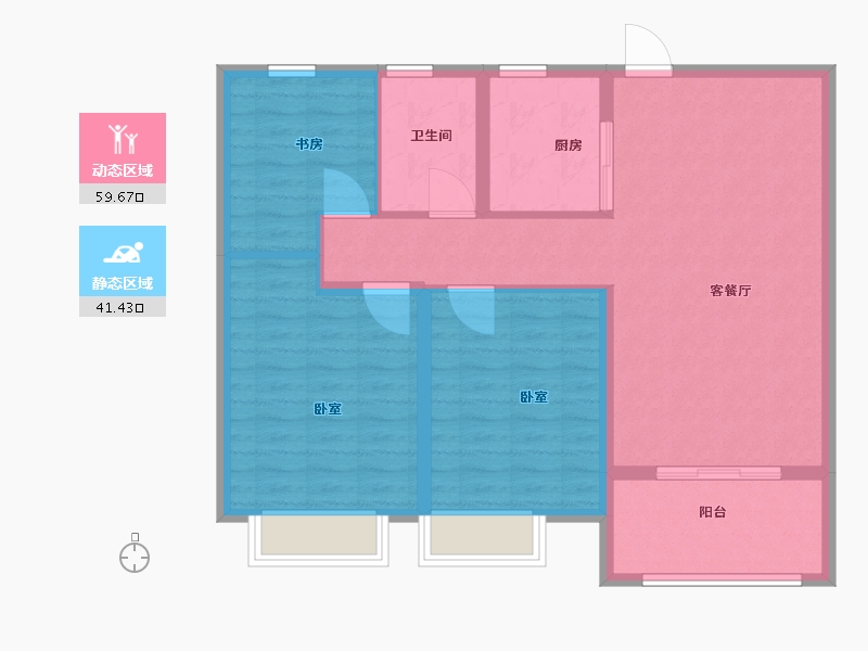 江苏省-盐城市-朗达壹号院-91.48-户型库-动静分区