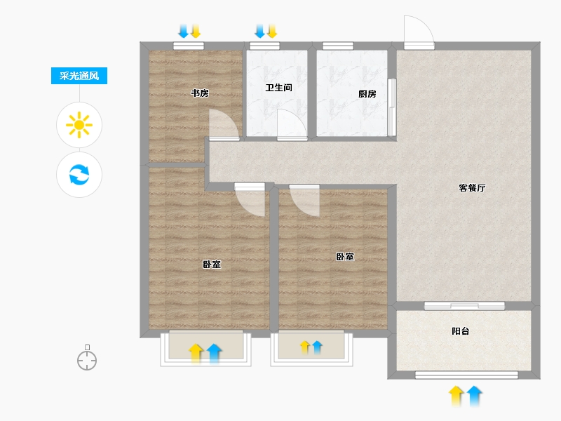 江苏省-盐城市-朗达壹号院-91.48-户型库-采光通风