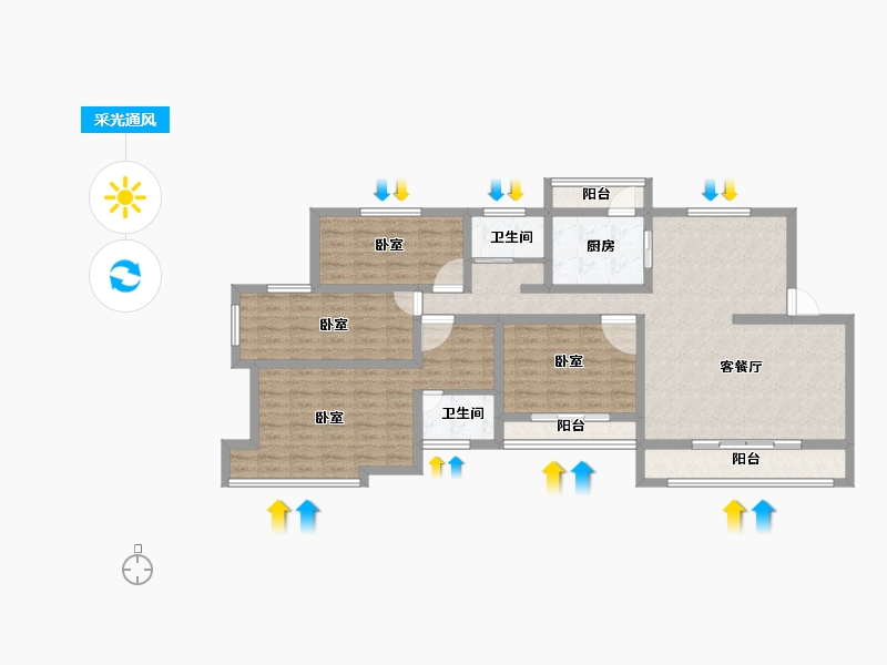 安徽省-宣城市-金玉苑-114.00-户型库-采光通风