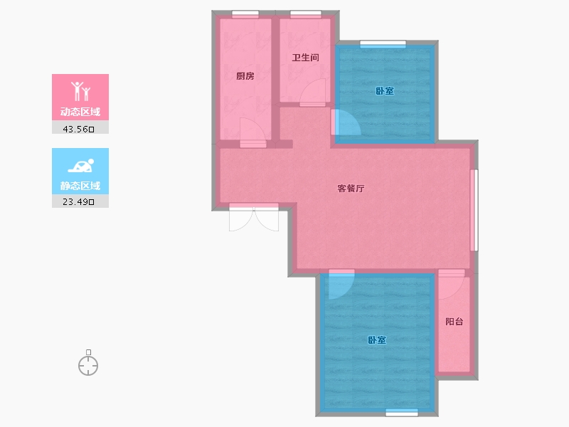 辽宁省-本溪市-博泰花园-58.86-户型库-动静分区