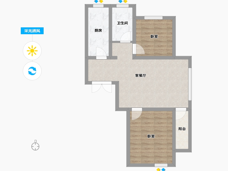 辽宁省-本溪市-博泰花园-58.86-户型库-采光通风